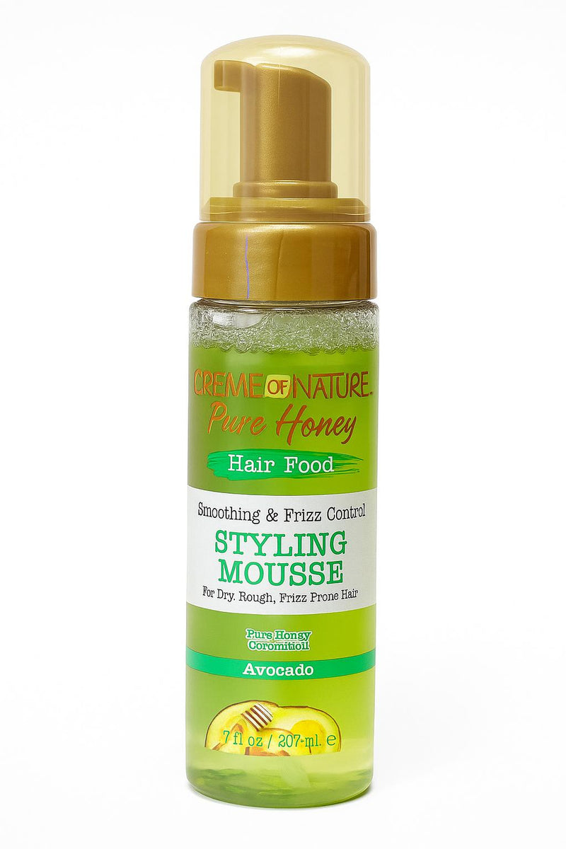 Creme Of Nature Pure Honey Hair Food Smoothing & Frizz Control Styling Mousse 7oz
