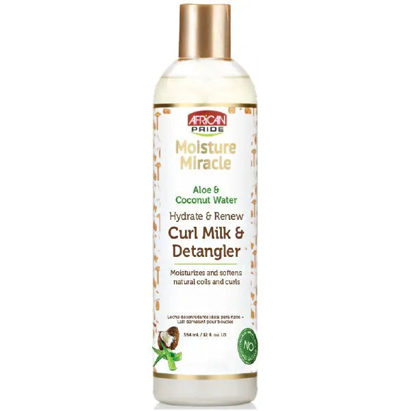 African Pride Moisture Miracle Aloe & Coconut Water Hydrate & renew Curl Milk & Detangler 12oz