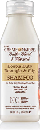 Creme Of Nature Butter Blend & Flaxseed Double DUty Detangle & Slip Shampoo 12oz