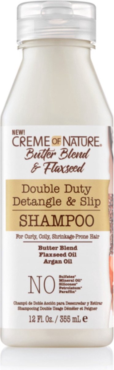 Creme Of Nature Butter Blend & Flaxseed Double DUty Detangle & Slip Shampoo 12oz