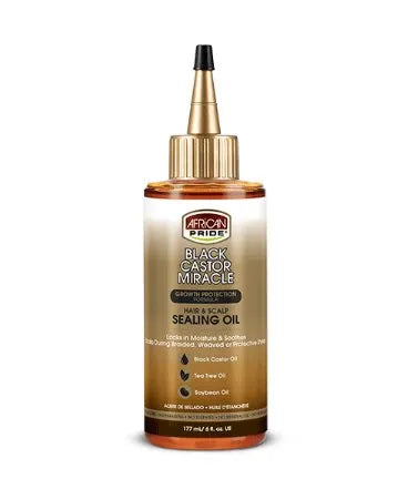 African Pride Black Castor Miracle Growth Protection Formula Hair & Scalp Sealing Oil 6oz