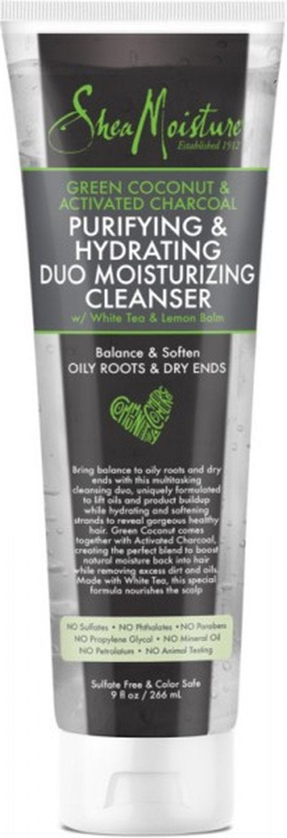 Shea Moisture Green Coconut & Activated Charcoal Purifying & Hydrating Duo Moisturizer Cleanser
