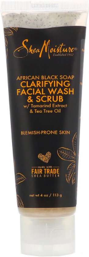 Shea Moisture African Black Soap Clarifying Facial Wash & Scrub 4oz